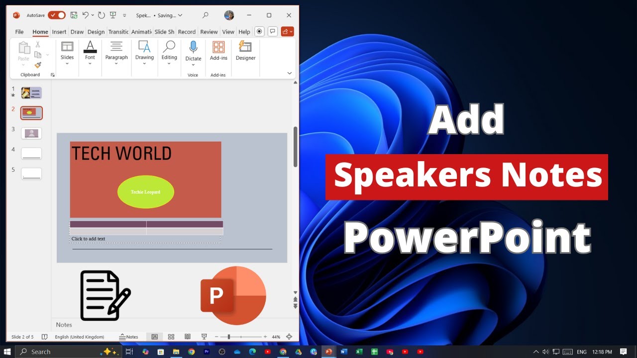 How to Add Speakers Notes on Microsoft PowerPoint - YouTube