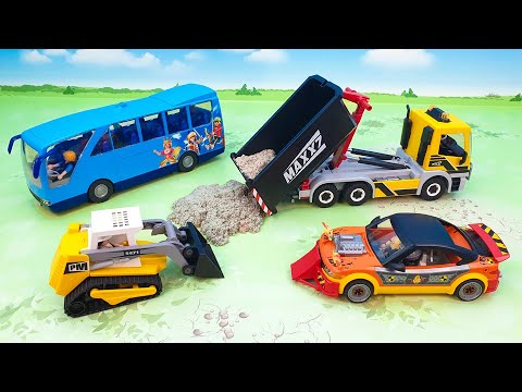 Самосвал Экскаватор Автобус - рабочие машины для мальчиков. Распаковка.