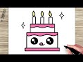 How to Draw a Simple Cute Cake, Easy Drawing and Coloring Step by Step