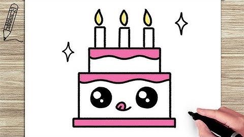 How to Draw a Simple Cute Cake, Easy Drawing and Coloring Step by Step