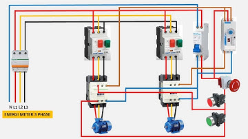 Runs two 3-phase motors using a push button and emergency stop | start stop motor control wiring