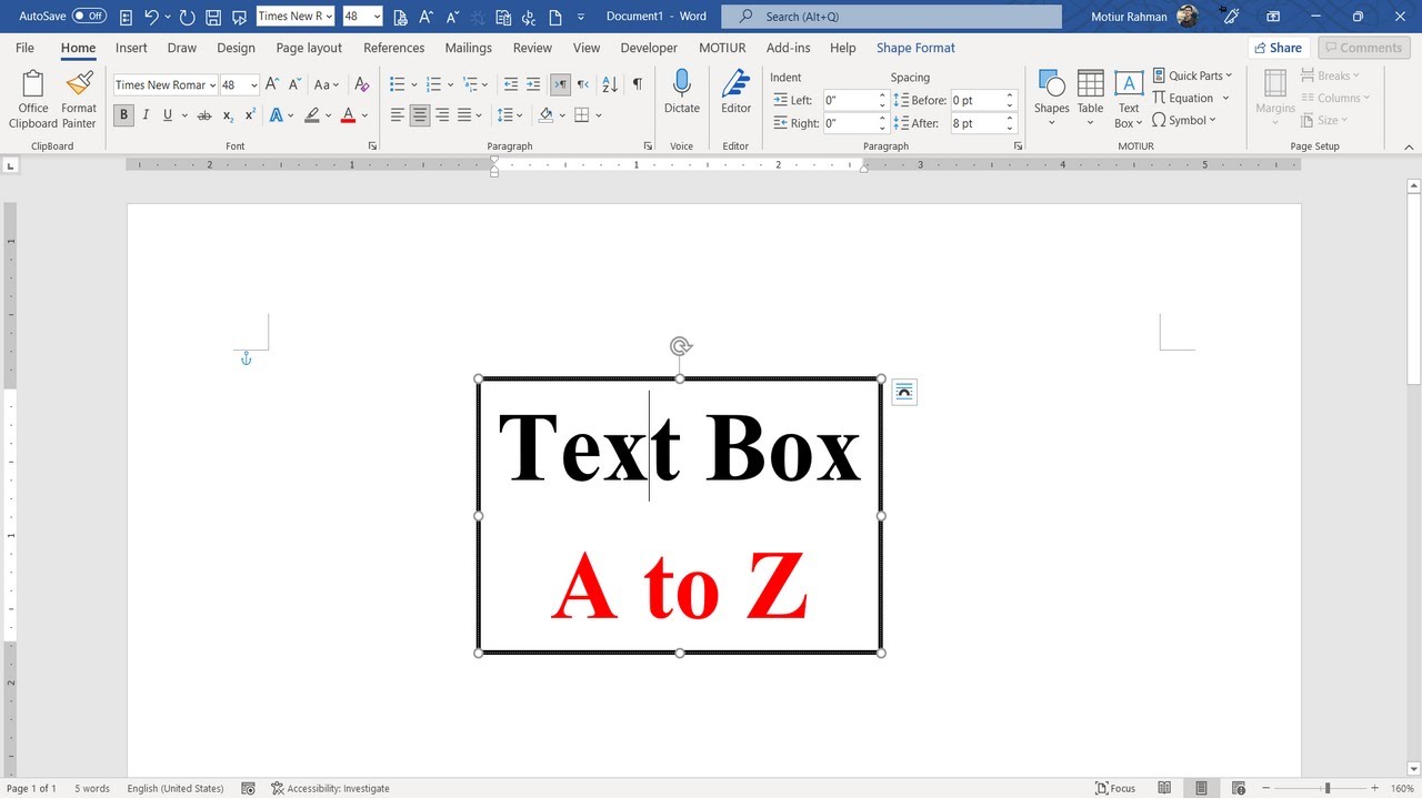 Text-Box In Ms Word A to Z Advanced Tutorial. - YouTube