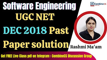 Software Engineering | UGC NET DEC 2018 Past Paper solution | Software Eng in Hindi | Rashmi Ma