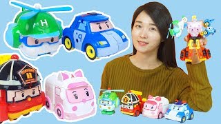 로보카폴리 4단합체 폴리 엠버 로이 헬리 변신로봇 장난감 Robocar Poli Toys