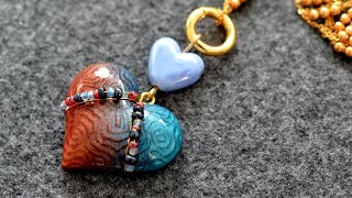 DIY Heart pendant for valentine&#39;s day polymer clay tutorial