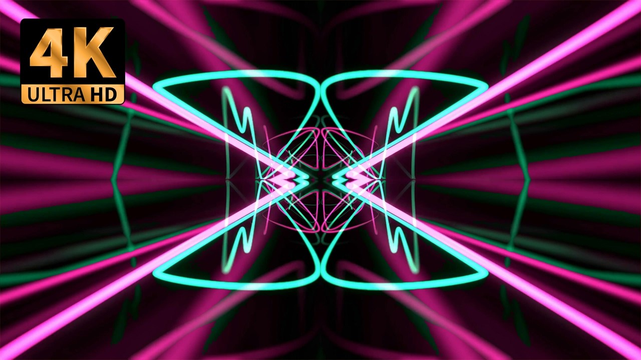 🌟 4K VJ Loop 🌟 Vibrant Neon Glow 🌟 Pink and Teal Laser Light Show 🌟 No ...