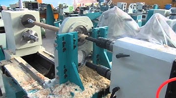 Professional CNC Turning lathe machine with two spindles for wood stair