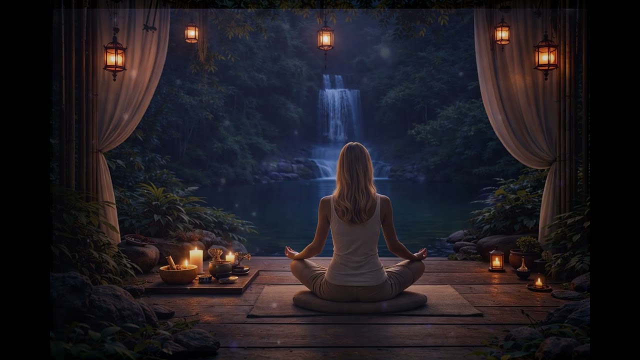 Waterfall Sounds for Sleeping 🌿 Jungle Bamboo Flute & Relaxing Nature Sounds (No Ads) 