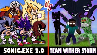 FNF Sonic.EXE 2.0 vs. Team Wither Storm | Minecraft (HEAVY BATTLE!)