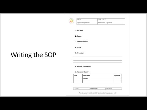 Guidance to writing a Standard Operating Procedure (SOP)