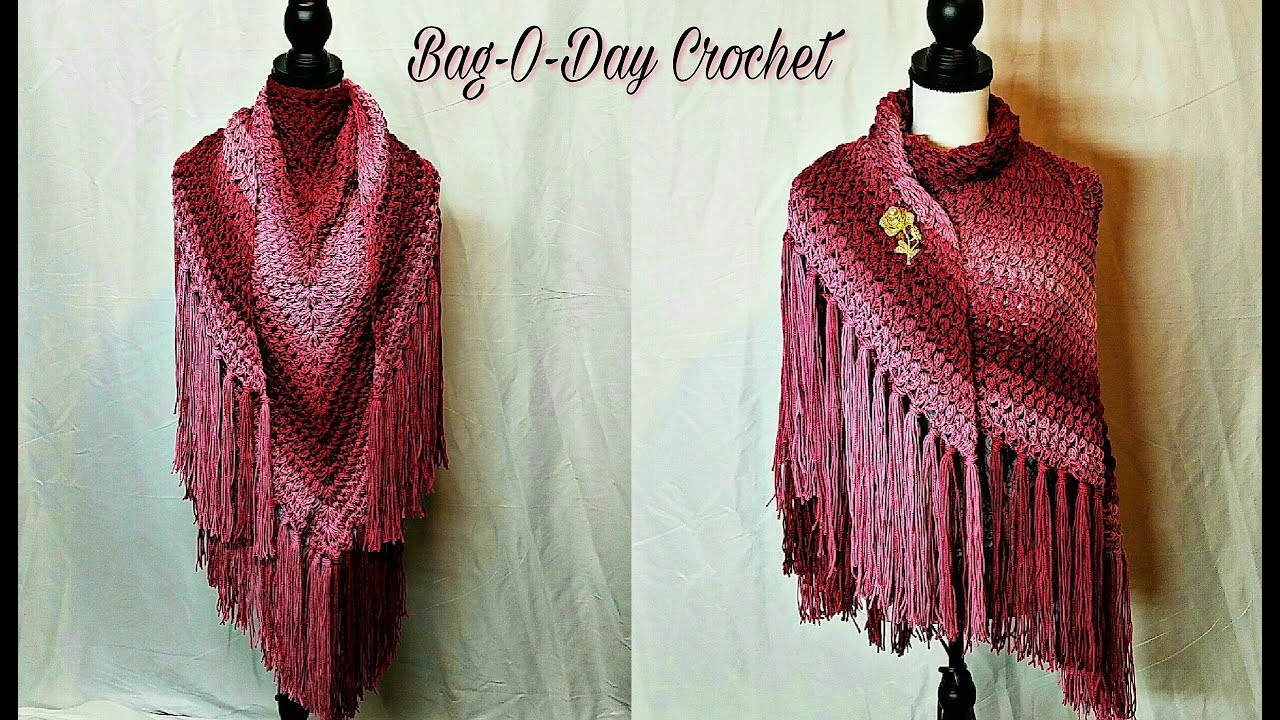 How To Crochet a Shawl Cherry Blossom Springtime Shawl Easy BAG O