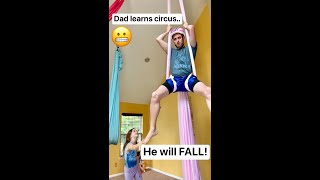 FAIL Warning!⚠️ Little Mama teaches Dad Aerial Silks...😂