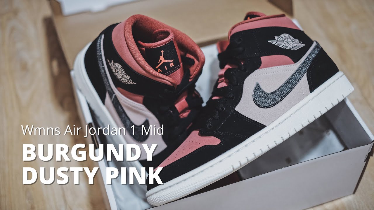 Air Jordan 1 Mid Burgundy Dusty Pink 