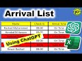ChatGPT &amp; Excel 1 : Create Arrival List  [Be Expert On Excel With Aid Of ChatGPT]