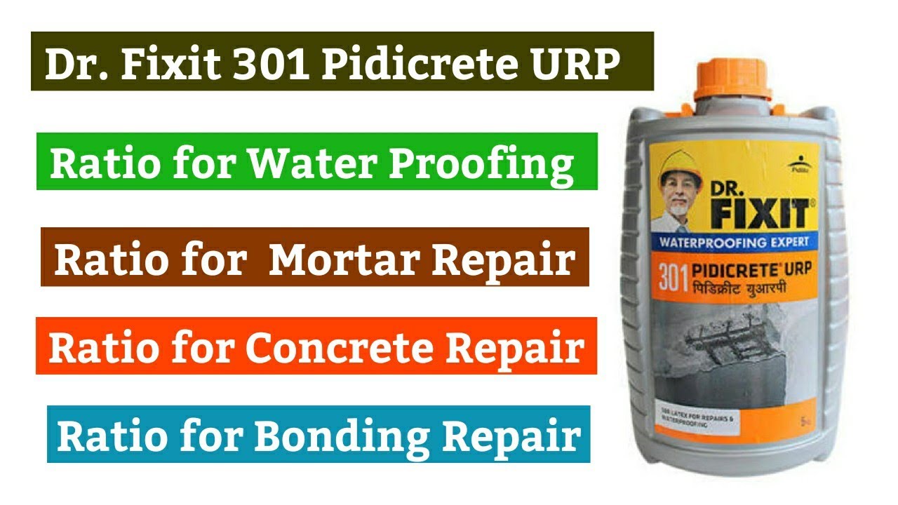 How To Use Dr Fixit 301 Pidicrete Urp Water Proofing Mortar Repair Concrete Repair Bond Repair Youtube