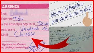 LES PIRES EXCUSES POUR NE PAS ALLER A L'ÉCOLE !