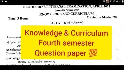 TNTEU Knowledge and curriculum // B.ed 4th semester # question paper