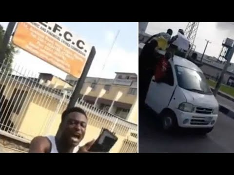 Naira Marley's Fans Storm EFCC Office To Protest His Arrest.