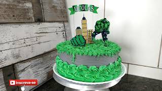 Decorando Bolo Do Hulk Com Chantilly