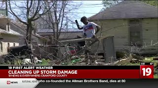 Cleaning up storm damage in Crawford County