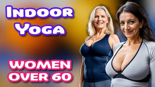 Natural Older Women Over 60 Practicing Indoor Yoga | Tammy and Friends