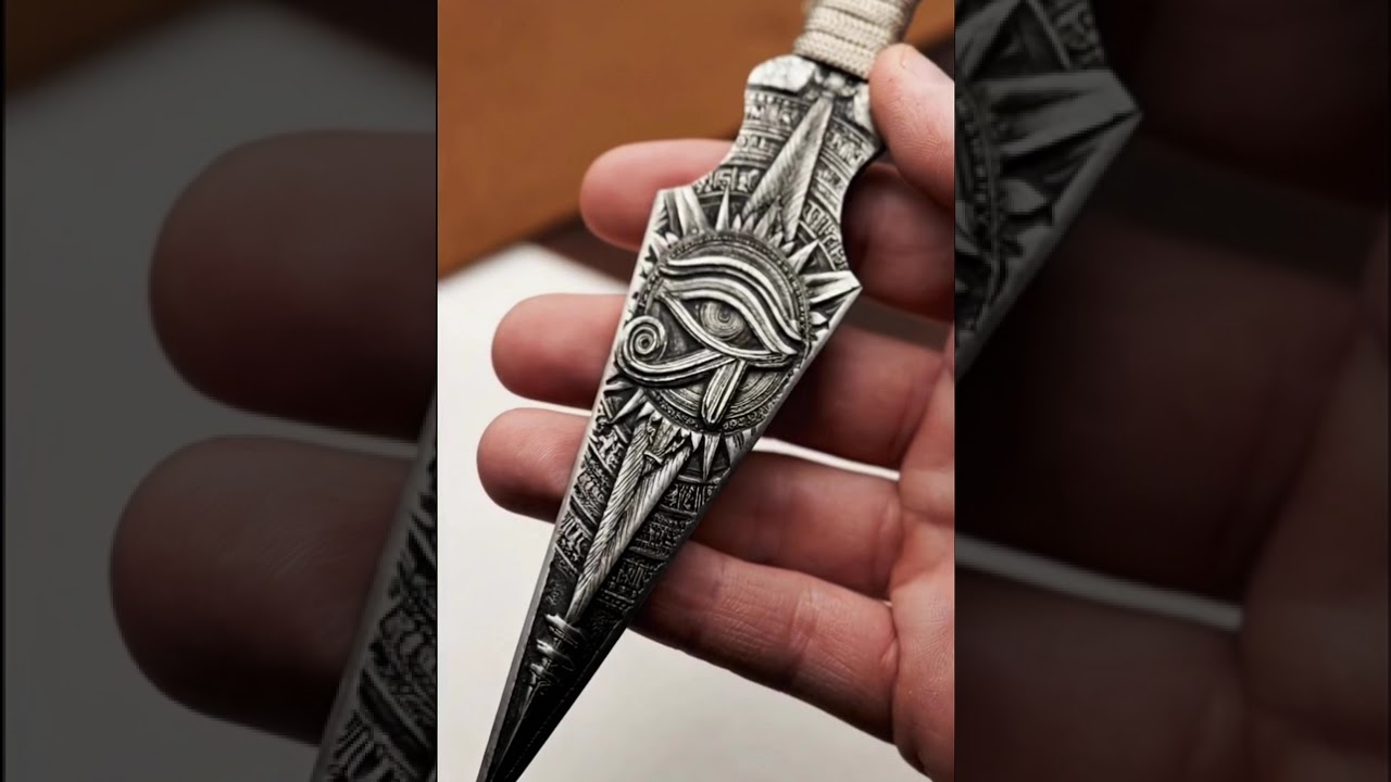 Eye Design Hand Engraved Steel Dagger | Artistic Metal Engraving