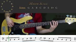 major scale in 12 keys || bass lessons #2