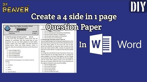 Create Multi-page Question Paper in MS Office Word