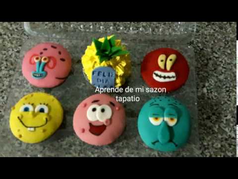 cupcakes de Bob esponja, como hacer /Spongebob cupcakes, how to make