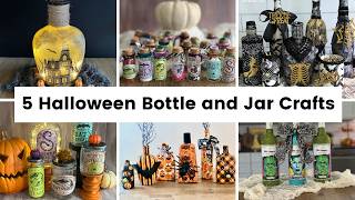 5 Easy DIY Halloween Bottle & Jar Crafts! (Potion Jars, Bottle Lights & Glittered Wine Bottles)