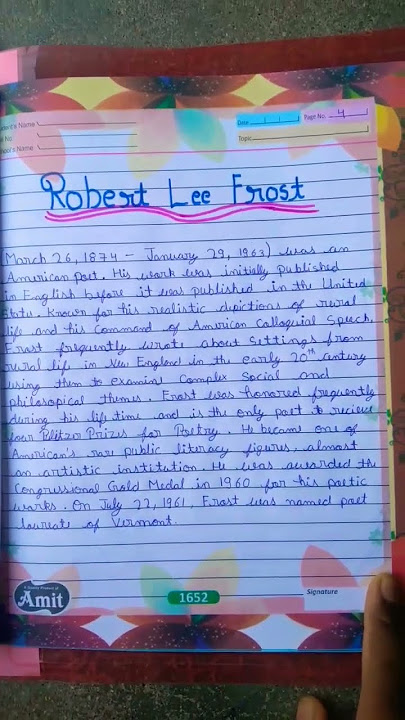 Robert Frost Project File Class 10 & 12 English