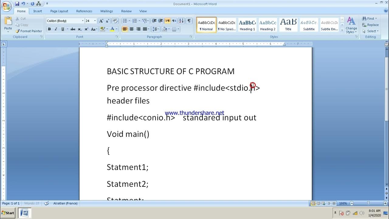 Basic Structure Of C Programming Language - YouTube