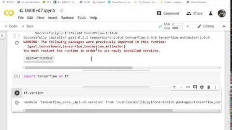 在Google Colab中使用TensorFlow 2.0