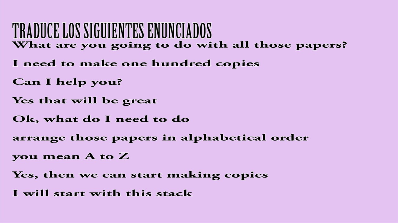 Enunciados y conversacion sencilla para aprender ingles - YouTube
