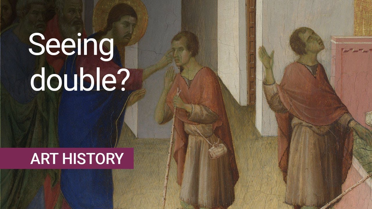 Why does this man appear twice in the same painting? | Duccio's 'Healing of a Man born Blind'