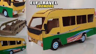 MEMBUAT MINIATUR MINIBUS ELF NKR71 DARI KARDUS BEKAS BISA OLENG  || HANDMADE