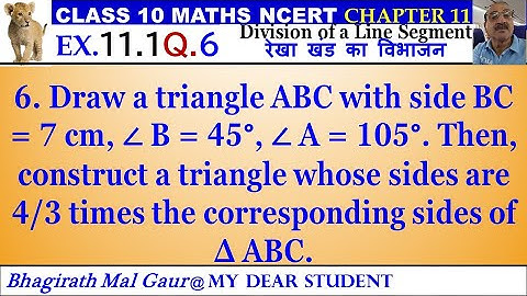 10th Maths Ex11.1 Q6 Division of a Line Segment रेखा खंड का विभाजन