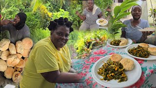 Bake Dumplings W Coconut Juice & Steam Vegetables|Pumpkin,Saltfish & Red Herring|Breakfast Settings