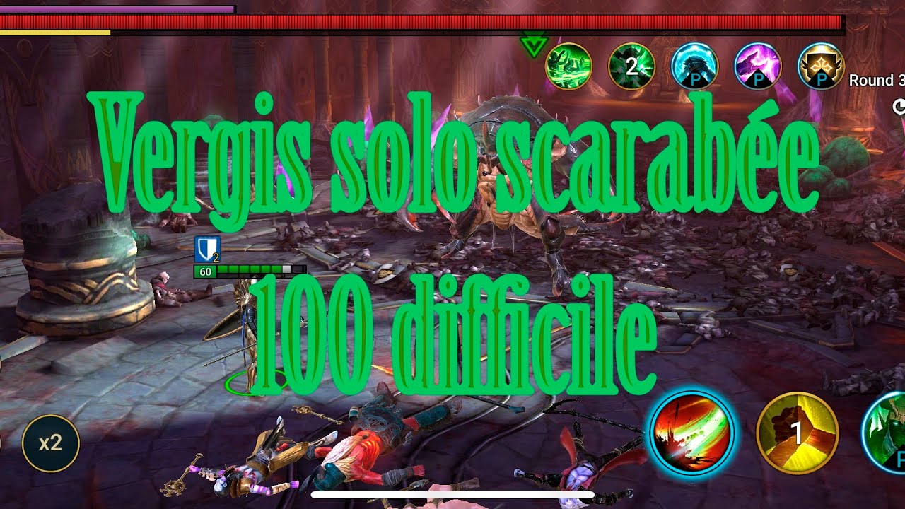 STRATGIE LA PLUS SIMPLE POUR LE SCARABE 100 EN DIFFICILE  VERGIS SOLO  raid shadow legends fr