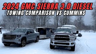 2024 GMC Sierra 1500 3.0l Duramax Diesel vs Ram Cummins Towing MPG comparison, driving review