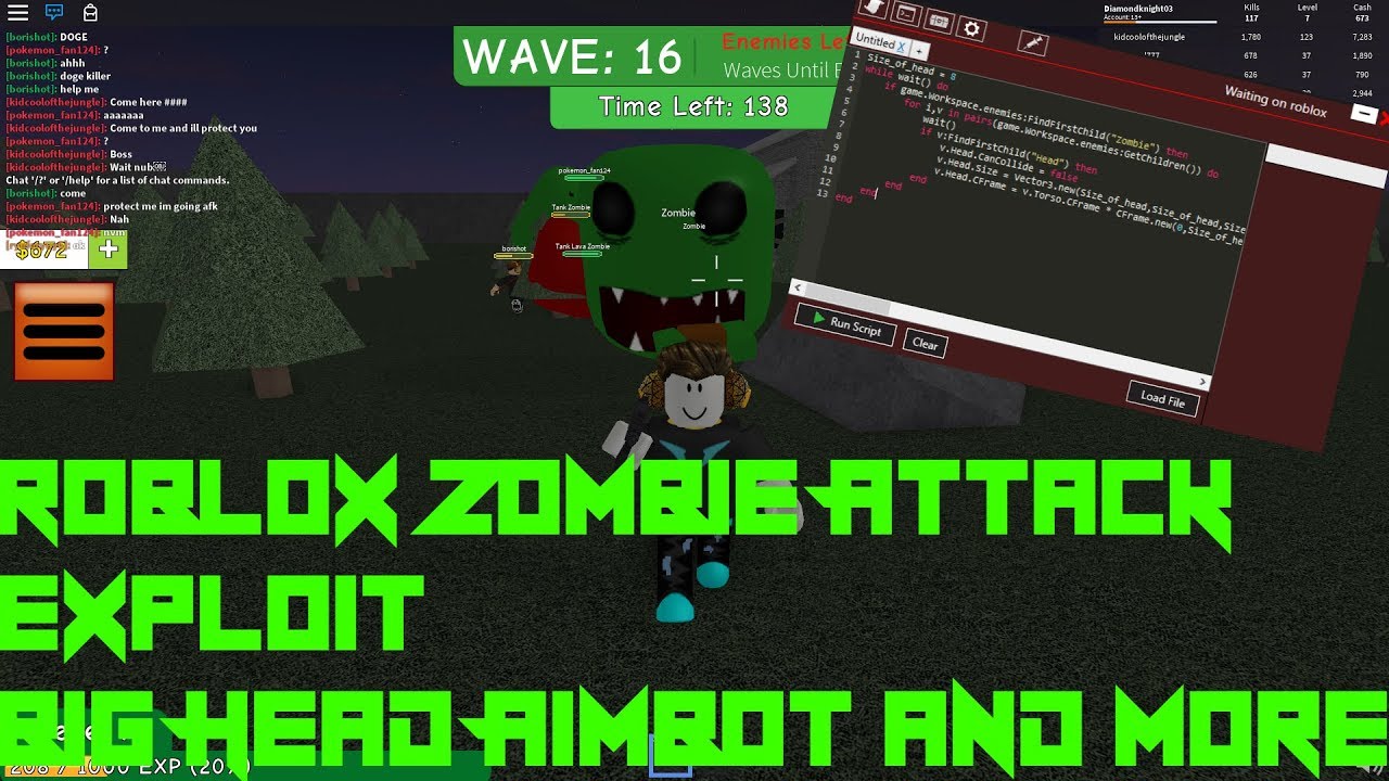 Roblox Zombie Attack Hack/Exploit(Unpatchable)Big Head Zombies, Aimbot