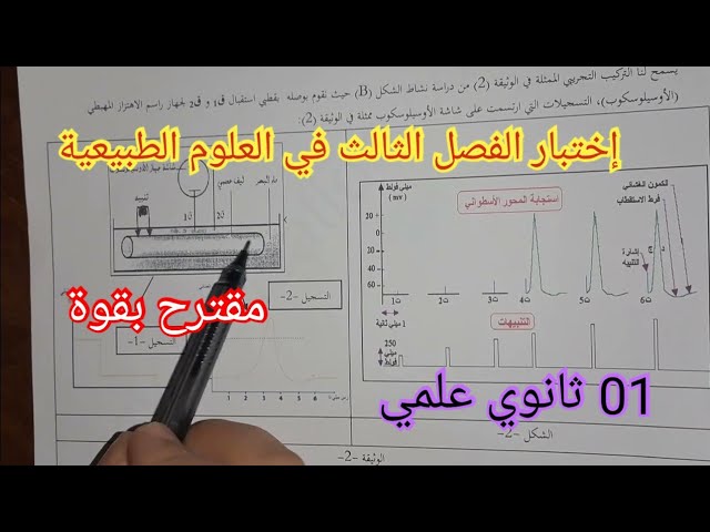 إختبار الفصل الثالث في العلوم الطبيعية السنة الأولى ثانوي علمي 2023