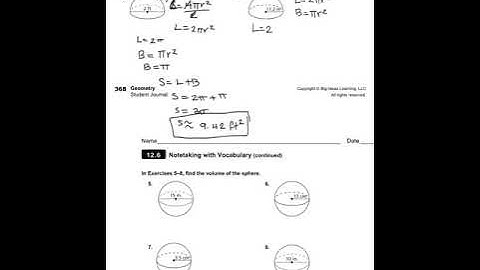 12 6 Surface Areas and Volume of Spheres