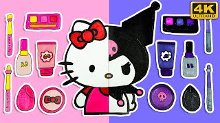 [❤️paperdiy❤️] Makeup Change 💄💋 Hello Kitty and Kuromi ASMR Paper Play Cosmetics | 헬로키티와 쿠로미