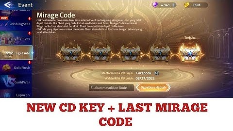 NEW CD KEY + LAST MIRAGE CODE Mobile Legendsadventure