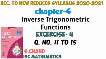 Inverse trigonometric functions Ex-4.c | class 12 |isc | s chand