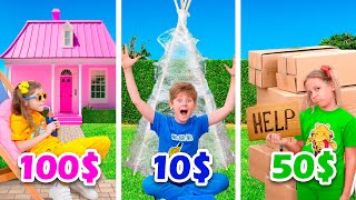 Eva and Friends build Giant Cardboard House - Funny Kids Adventures