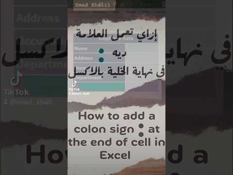 ازاي تعمل علامة النقطتين في اخر الخلية بأكسل