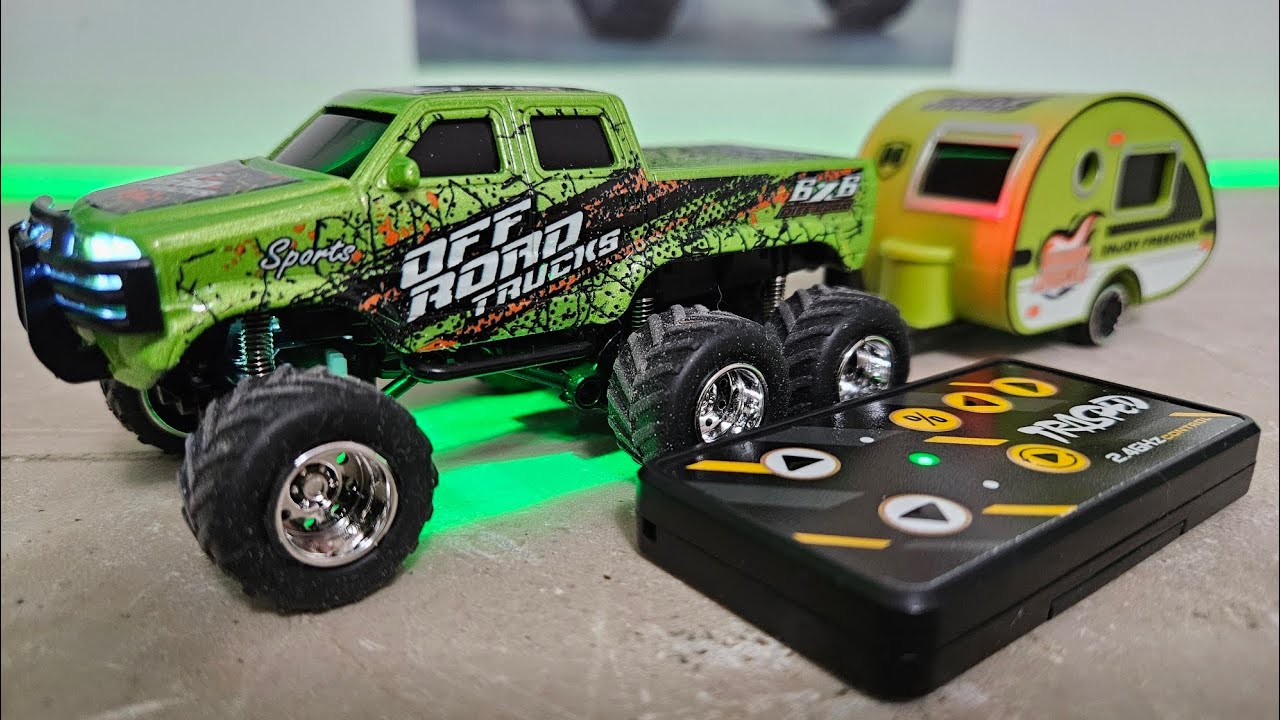 Trasped 1/64 Scale 6x6 Monster Truck With Trailer (Temu)