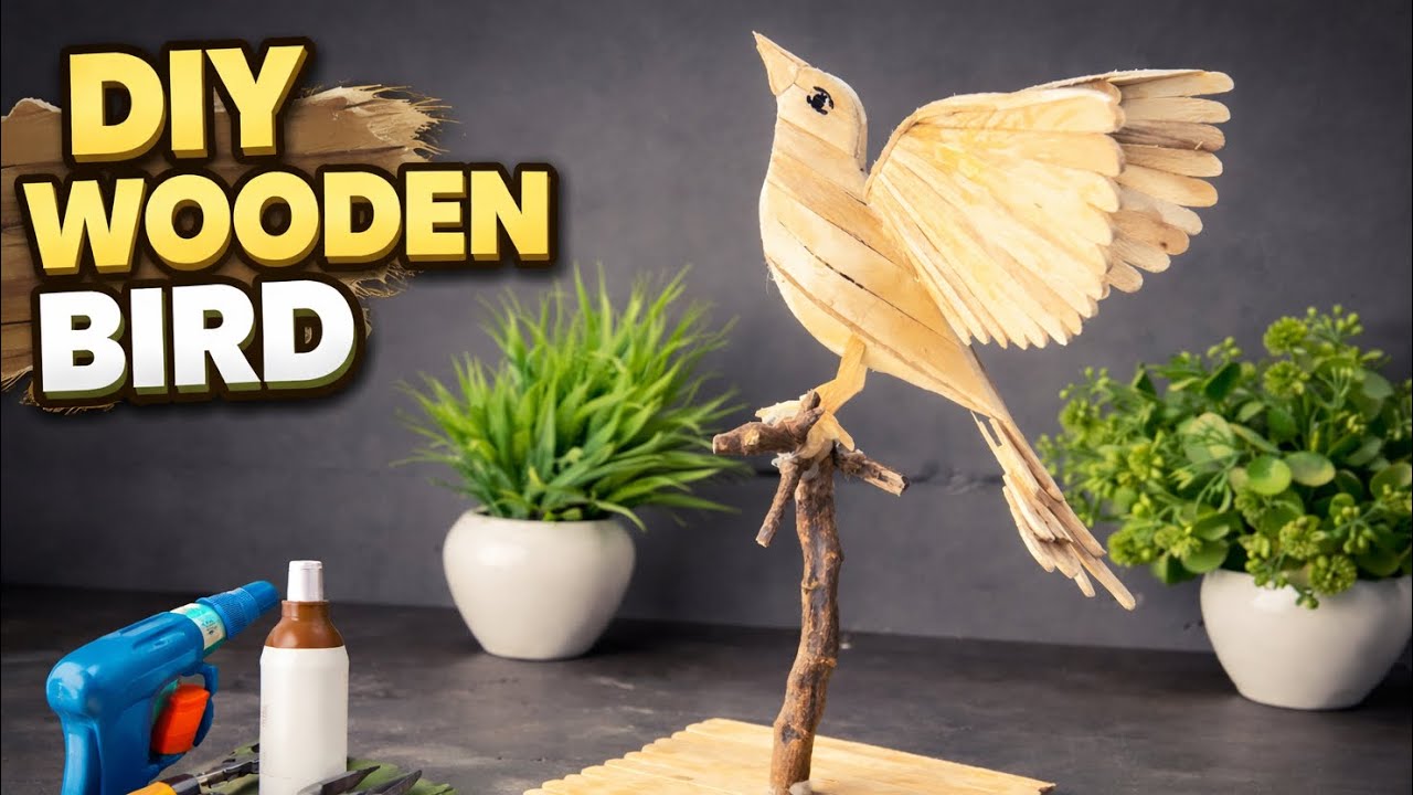 DIY Beautiful Wooden Bird | Ice Cream Stick Craft | Easy Home Decor Idea